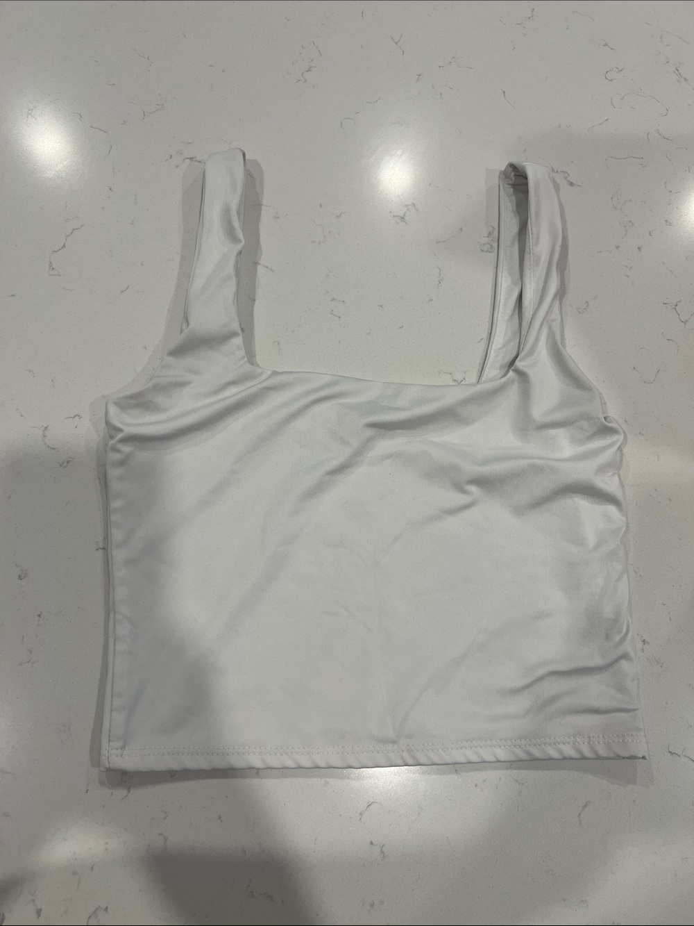 White Square Neck Crop Tank - Unbranded